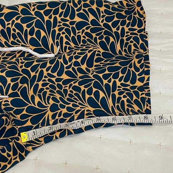 Trunks Swim Trunks Men's 38 Orange & Blue Floral Print Print, Beach, Pool - Picture 9 of 10